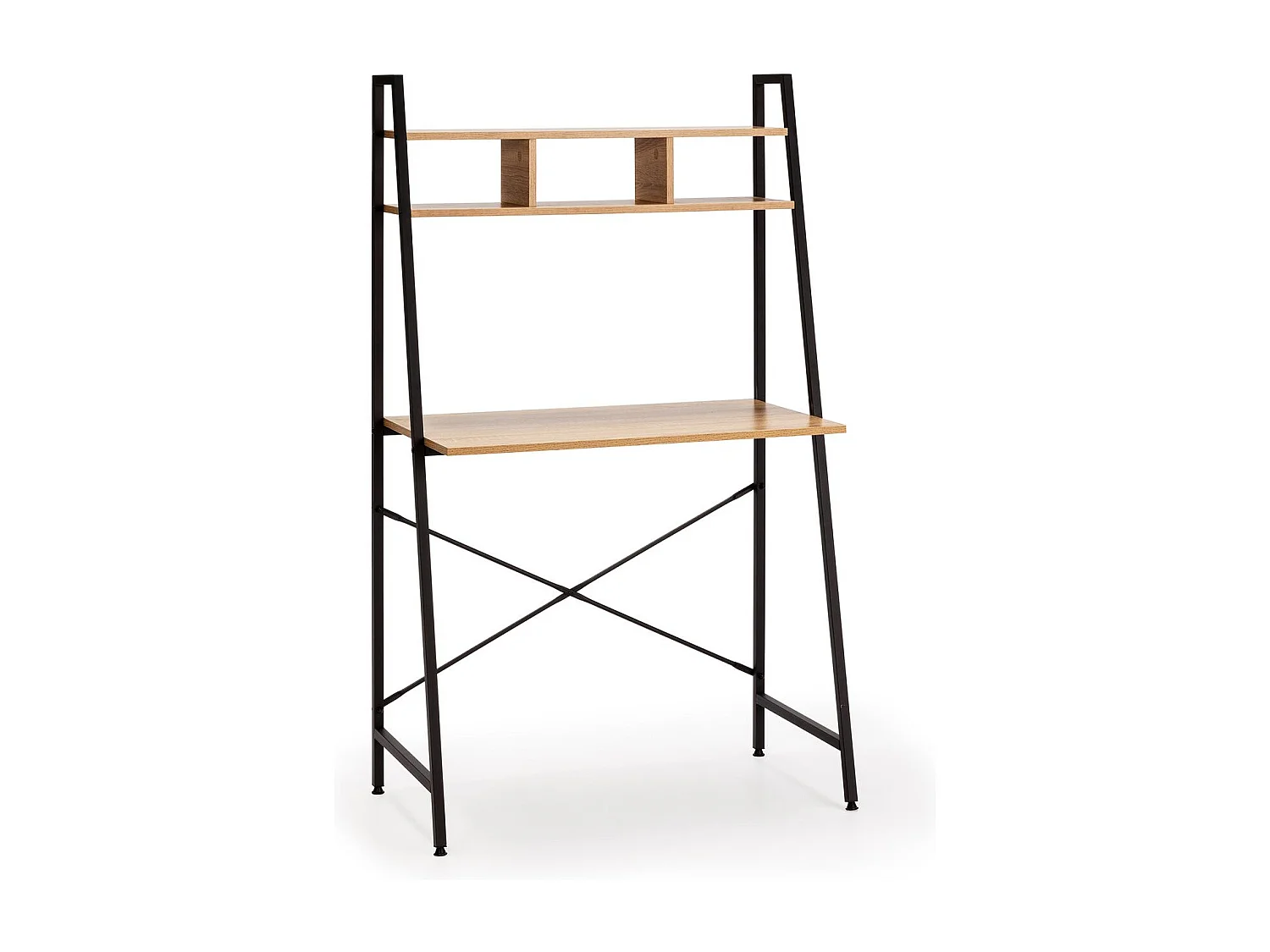 Bureau met 1 plank, wit eiken/zwart, 83 cm.