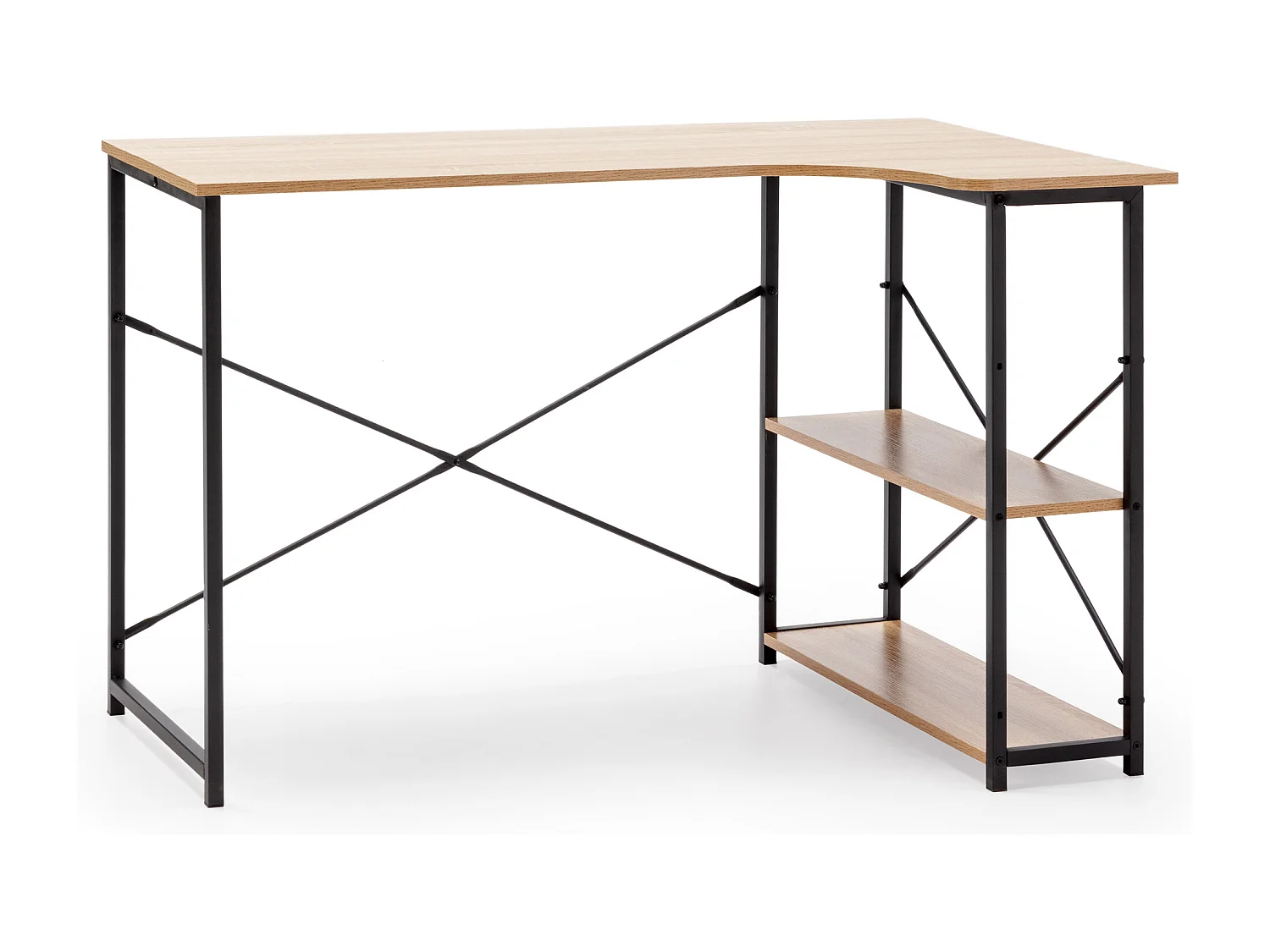 Bureau Juani met 2 zwarte planken, industriële stijl, 120 cm.