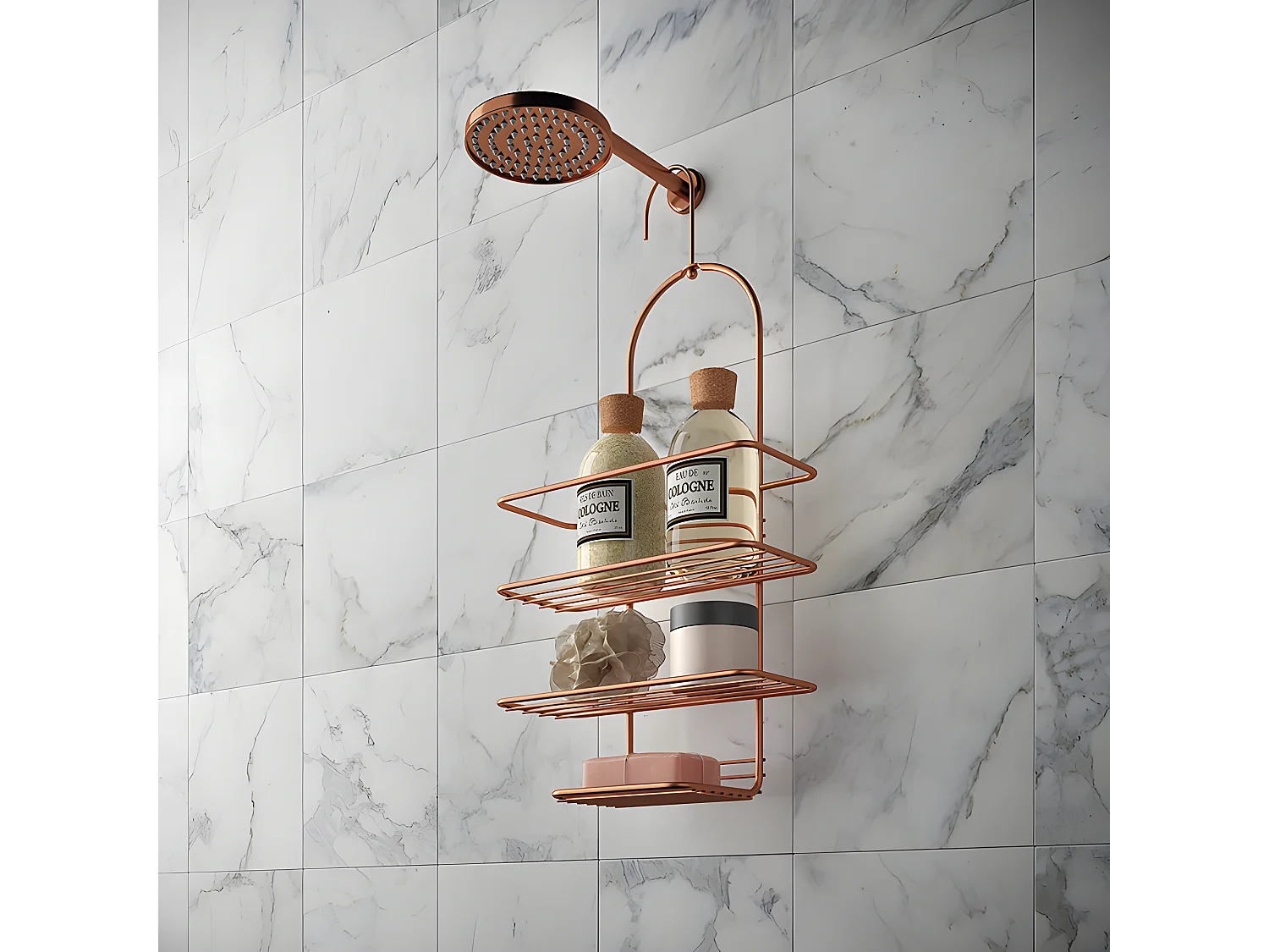 Douchezeephouder Serie REFLEX COPPER Metaltex met exclusieve Polytherm® Copper coating - Glanzend Koper - Roestbestendig
