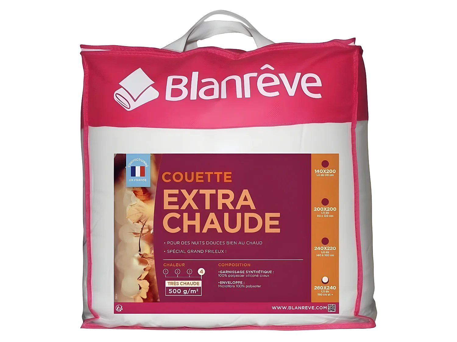 Deken van extra warme microvezel BLANREVE - 240 x 260 cm Wit