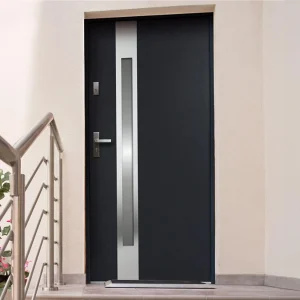 Deur van geglazuurd staal en inox H.207 x B.100 cm antraciet – Draait rechts open – BRAGA – Koop nu eenvoudig en goedkoop online