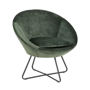 Cenna fauteuil bosgroen, zwart metaal. Cenna fauteuil bosgroen, zwart metaal.
