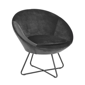 Cenna fauteuil donkergrijs, zwart metaal. Cenna fauteuil donkergrijs, zwart metaal.