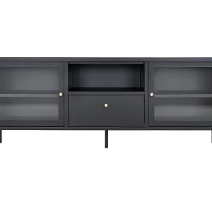 Dalby TV-meubel 2 glazen deuren, 1 lade, 1 plank zwart. Dalby TV-meubel 2 glazen deuren, 1 lade, 1 plank zwart.
