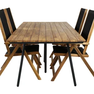 Chan tuinmeubelset tafel 100x200cm en 4 stoel Little John zwart, naturel. Chan tuinmeubelset tafel 100x200cm en 4 stoel Little John zwart, naturel.