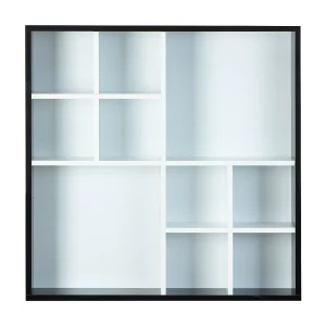 Decent wandkast , wandplank met 10 vakken zwart en wit. Decent wandkast , wandplank met 10 vakken zwart en wit.
