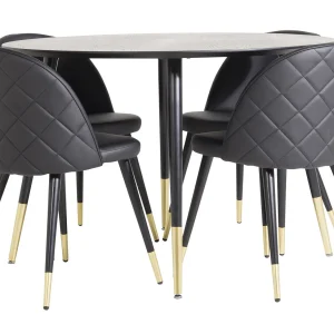 DippØ115BLBR eethoek eetkamertafel zwart en 4 Velvet eetkamerstal PU kunstleer zwart. DippØ115BLBR eethoek eetkamertafel zwart en 4 Velvet eetkamerstal PU kunstleer zwart.