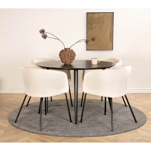 DippØ115BLBL eethoek eetkamertafel zwart en 4 Berit eetkamerstal velours beige. DippØ115BLBL eethoek eetkamertafel zwart en 4 Berit eetkamerstal velours beige.