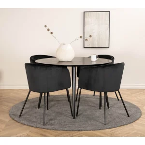 DippØ115BLBL eethoek eetkamertafel zwart en 4 Berit eetkamerstal velours zwart. DippØ115BLBL eethoek eetkamertafel zwart en 4 Berit eetkamerstal velours zwart.