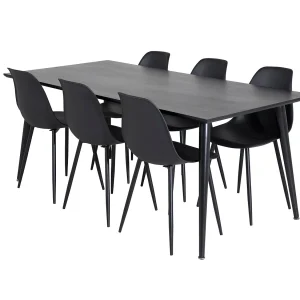 Dipp180x90BLBL eethoek eetkamertafel zwart en 6 Polar eetkamerstal zwart. Dipp180x90BLBL eethoek eetkamertafel zwart en 6 Polar eetkamerstal zwart.