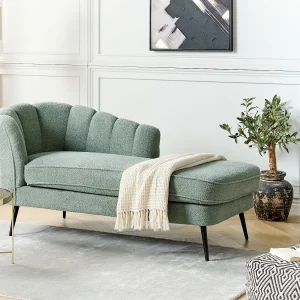 Chaise longue bouclé groen linkszijdig ALLIER