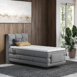 Relaxboxspringset – Stoffen bekleding – Lichtgrijs – 100 x 200 cm – LODI Relaxboxspringset – Stoffen bekleding – Lichtgrijs – 100 x 200 cm – LODI