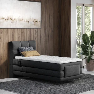 Relaxboxspringset – Stoffen bekleding – Antraciet – 100×200 cm – LODI Relaxboxspringset – Stoffen bekleding – Antraciet – 100×200 cm – LODI