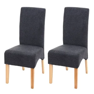 Crotone eetkamerstoel (set van 2),  donkergrijs, lichte poten