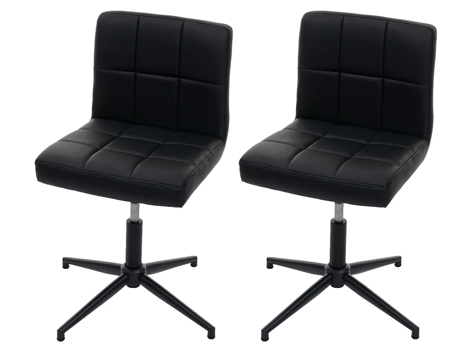 Cadiz II eetkamerstoel (set van 2), kunstleer zwart, voet zwart