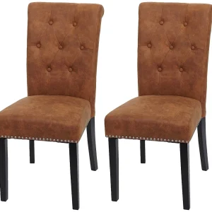 Chesterfield II eetkamerstoel (set van 2),  Kunstsuède, donkere poten