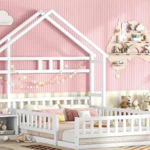 Kajuitbed 140 x 200 cm met nachtkastje – Dennen en MDF – Wit Kajuitbed 140 x 200 cm met nachtkastje – Dennen en MDF – Wit