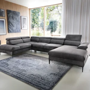 XXL hoekslaapbank met hoek rechts van antracietgrijs velours SEPINA van Pascal Morabito XXL hoekslaapbank met hoek rechts van antracietgrijs velours SEPINA van Pascal Morabito