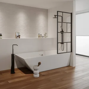 Opendraaiend douchescherm van transparant glas, L70 x H140 cm, RIVANON Opendraaiend douchescherm van transparant glas, L70 x H140 cm, RIVANON