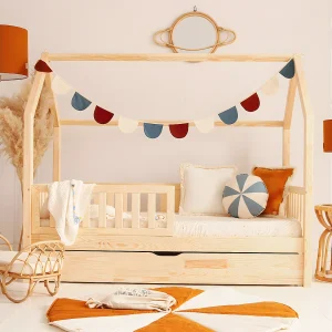 Hutbed 90×190 inclusief bedhek en lattenbodem en lade Madeliefje Bois Hutbed 90×190 inclusief bedhek en lattenbodem en lade Madeliefje Bois