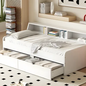 Dagbed – slaapbank 90x200cm met 2 laden – Wit