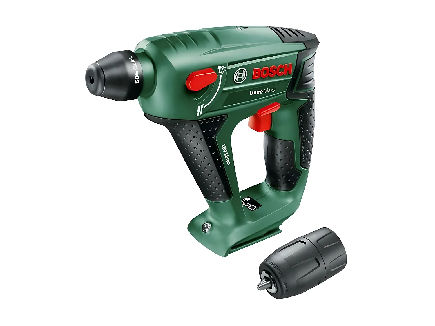 Draadloze Bosch Uneo Maxx Boorhamer - Laadtijd 1u - Slagfrequentie 5000 slagen/min - Geleverd met accessoireset