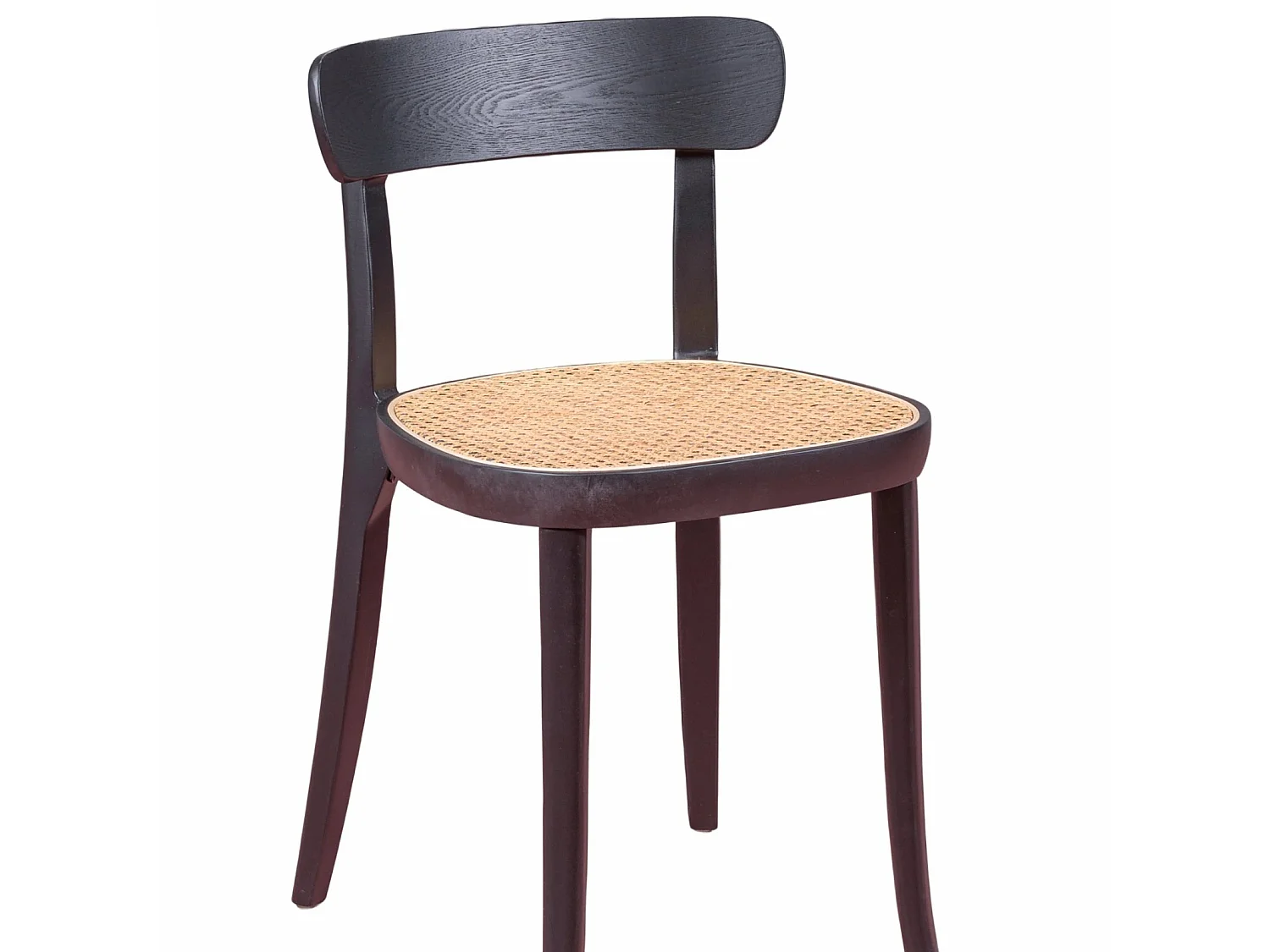 Design stoel in essenhout en naturel rotan zitting Tours - Zwart