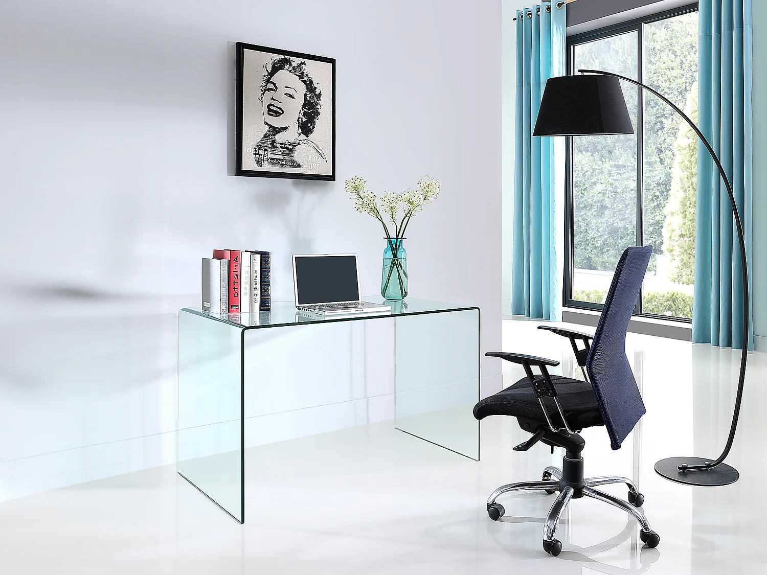 Bureau ELSTRON - Gehard glas 12 mm - 120 cm - transparant