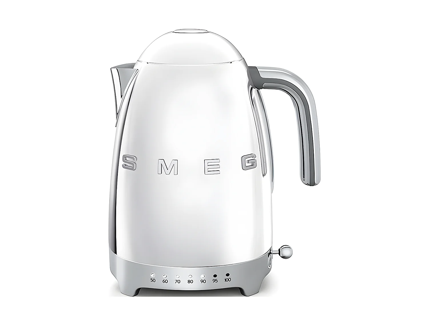 Draadloze Smeg waterkoker 1,7L roestvrij staal met LED-temperatuurinstellingen en warmhoudfunctie