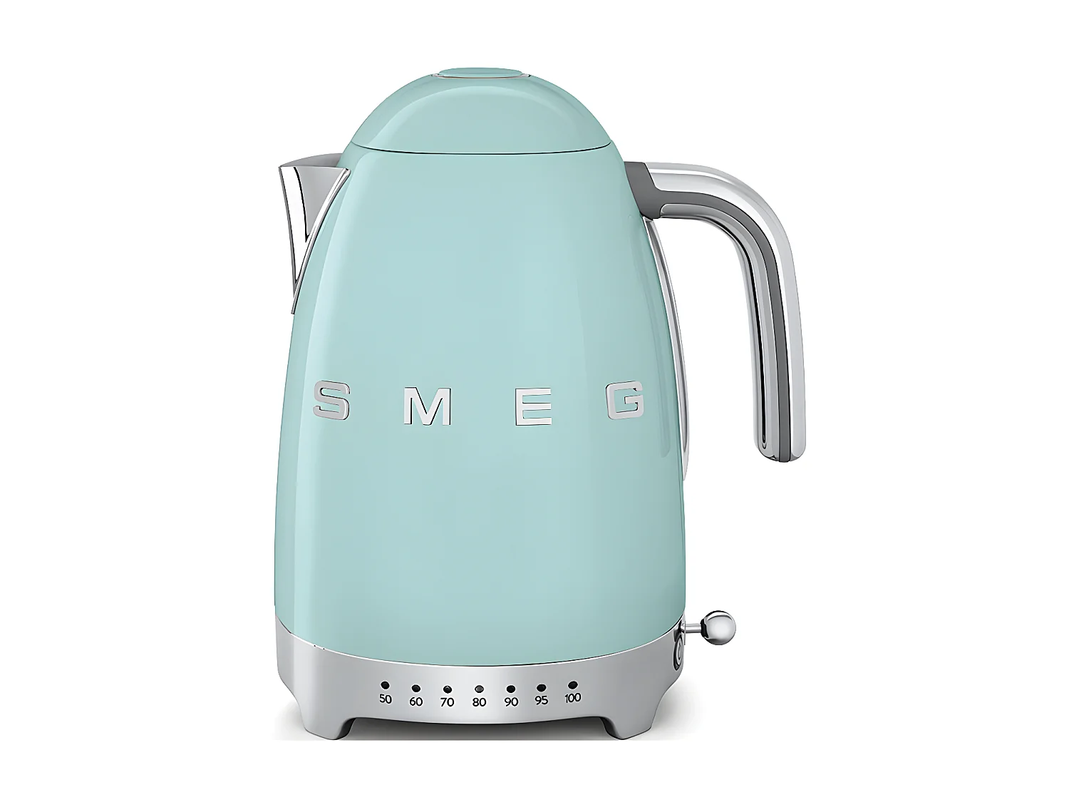 Draadloze waterkoker Smeg 1,7L turquoise roestvrij staal 2400W met LED-temperatuurinstellingen en warmhoudfunctie