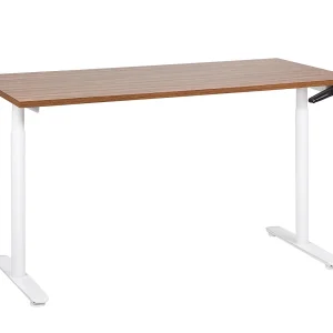 Bureau handmatig verstelbaar donkerbruin/wit 160 x 72 cm DESTINAS