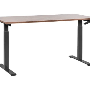 Bureau handmatig verstelbaar donkerbruin/zwart 160 x 72 cm DESTINES