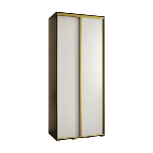 DAVOS 1 KLEDINGKAST MET SCHUIFDEUREN 235,2/100/60 2 deuren (Zwart/Wit/Goud)