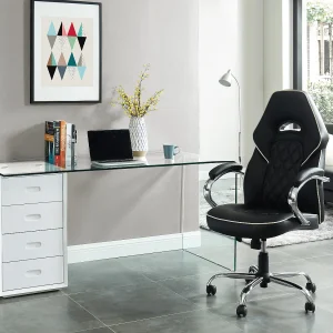 Bureau MURIEL met opbergruimte – 4 laden – Gehard glas & MDF
