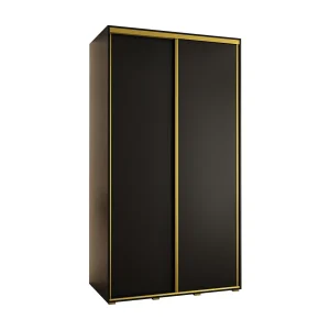 DAVOS 1 KLEDINGKAST MET SCHUIFDEUREN 235,2/140/60 2 deuren (Zwart/Zwart/Goud)