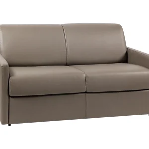 Express slaapbank taupe imitatieleer traagschuim zitting 120 cm matras 18 cm CALIFE Express slaapbank taupe imitatieleer traagschuim zitting 120 cm matras 18 cm CALIFE