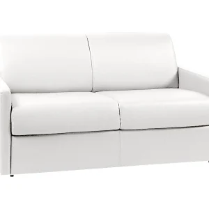 Uitklapbare express bank wit kunstleer traagschuim zitting 120 cm matras 22 cm CALIFE