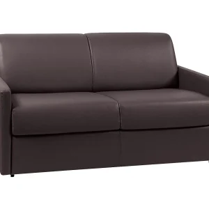 Express slaapbank bruin kunstleder traagschuim zitting 120 cm matras 22 cm CALIFE