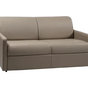 Slaapbank express taupe imitatieleer traagschuim zitting 140 cm matras 18 cm CALIFE Slaapbank express taupe imitatieleer traagschuim zitting 140 cm matras 18 cm CALIFE