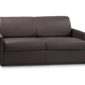 Slaapbank met snelklapmechanisme bruin kunstleer traagschuim zitting 140 cm matras 22 cm CALIFE Slaapbank met snelklapmechanisme bruin kunstleer traagschuim zitting 140 cm matras 22 cm CALIFE