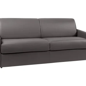 Express slaapbank in grijs kunstleer met traagschuim zitting 160 cm matras 18 cm CALIFE