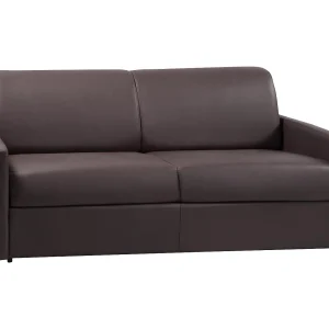 Express slaapbank bruin kunstleer traagschuim zitting 160 cm matras 18 cm CALIFE