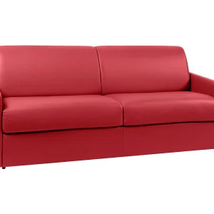 Slaapbank express rood kunstleer traagschuim zitting 160 cm matras 18 cm CALIFE Slaapbank express rood kunstleer traagschuim zitting 160 cm matras 18 cm CALIFE