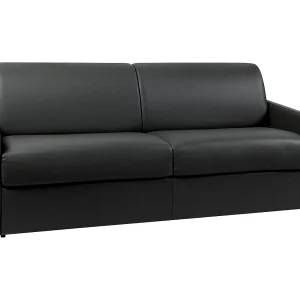Slaapbank express zwart kunstleer traagschuim zitting 160 cm matras 22 cm CALIFE Slaapbank express zwart kunstleer traagschuim zitting 160 cm matras 22 cm CALIFE