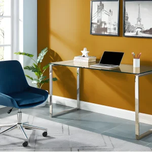 Designbureau van gehard glas en verchroomd metaal FREYA Designbureau van gehard glas en verchroomd metaal FREYA