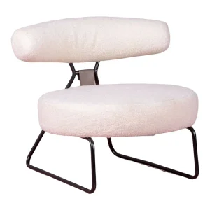 Design fauteuil bekleed met bouclé en stalen onderstel – Oxford – Wit Design fauteuil bekleed met bouclé en stalen onderstel – Oxford – Wit