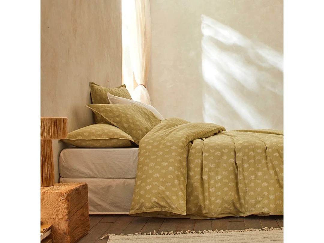 Dekbedovertrek 100% biologisch percal katoen Sari lime 240x220 cm