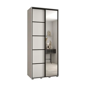 DAVOS 5 KLEDINGKAST MET SCHUIFDEUREN 235,2/110/60 2 deuren (Wit/Wit/Zwart)