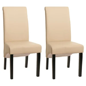 Cesena eetkamerstoel (set van 2), Leder, crème, donkere poten Cesena eetkamerstoel (set van 2), Leder, crème, donkere poten