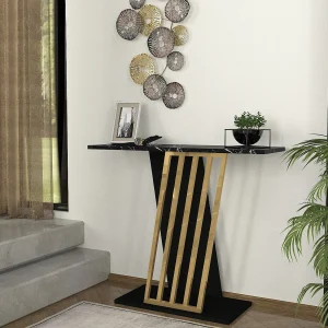Consoletafel – Kleur: zwart marmereffect en goud – ORSONA Consoletafel – Kleur: zwart marmereffect en goud – ORSONA
